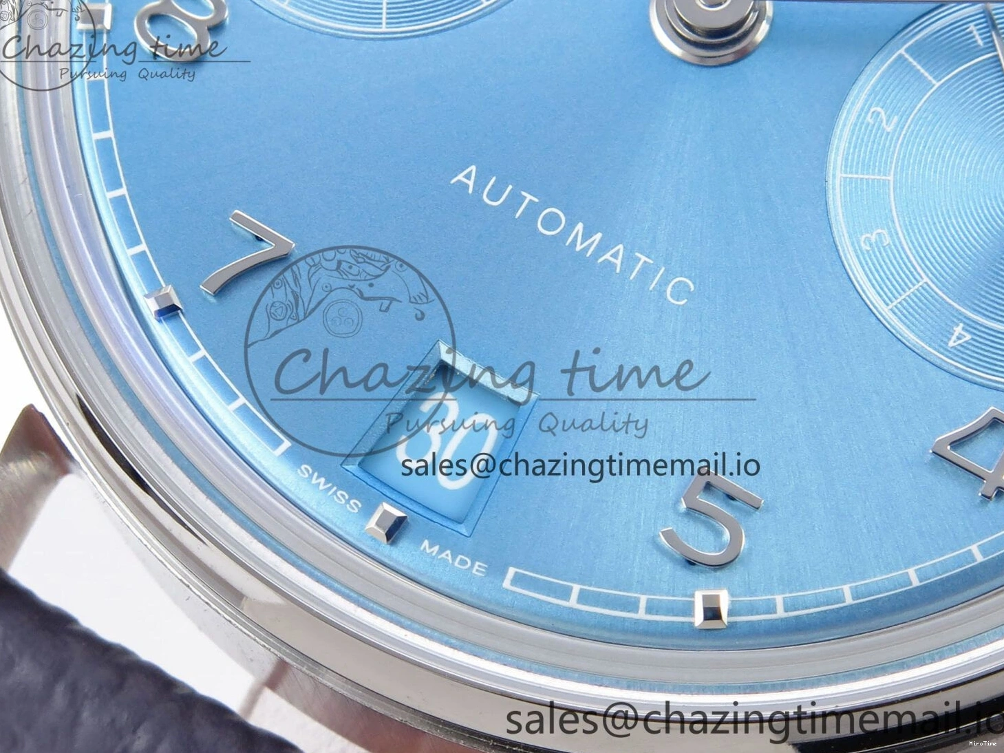 MIROTIME 0601 Lightweight Portugieser Automatic SS IW501708 APSF 1:1 Best Edition Light Blue Dial on Gray Leather Strap A 7012